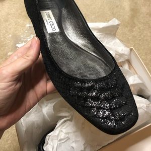 Jimmy Choo shimmery snakeskin pattern flats
